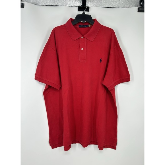 Polo Ralph Lauren Short‎ Sleeve Polo Shirt Basic Solid Red Size 2XL Big 2XB - Picture 1 of 6